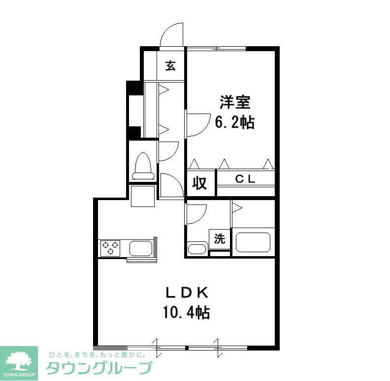グリーンリーブス南流山(1LDK/1階)の間取り写真