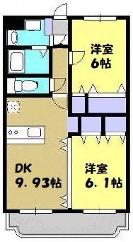 Y&Mメヌエット(2DK/2階)の間取り写真