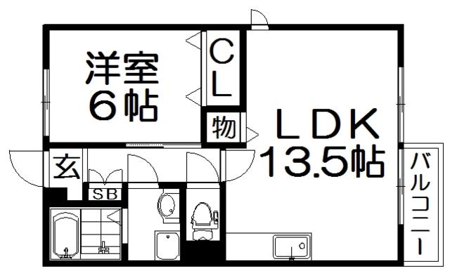 アムール下村(1LDK/2階)の間取り写真