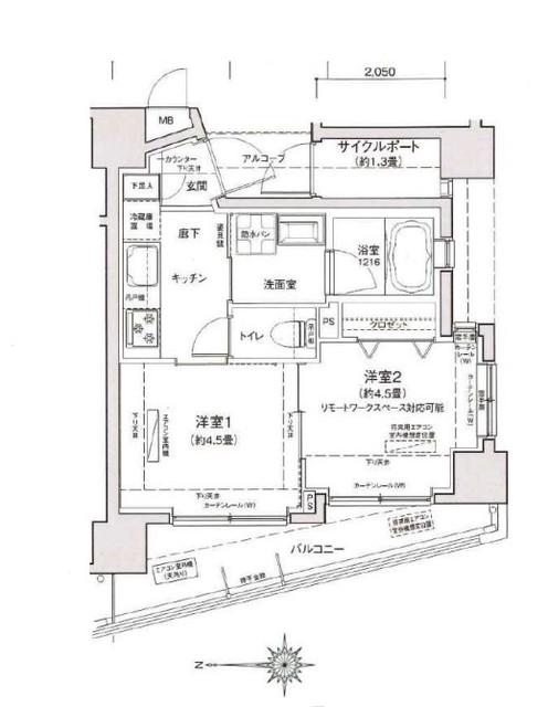 ティモーネ羽田エアポート(2K/2階)の間取り写真