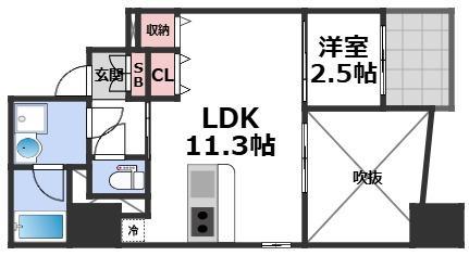 エスリードレジデンス大阪谷町ザ・マークス(1LDK/9階)の間取り写真