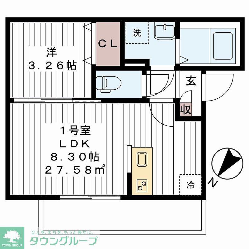 ラウレア南流山(1LDK/2階)の間取り写真