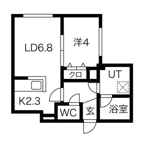 CHAMBRE宮の沢(1LDK/2階)の間取り写真