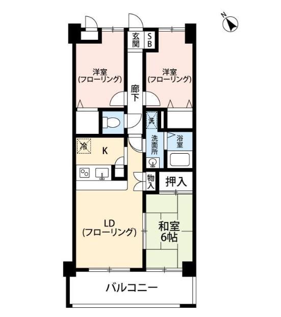 ヴィルヌーブ(3LDK/4階)の間取り写真