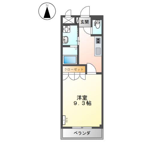 ボンヌールコートK(1K/3階)の間取り写真