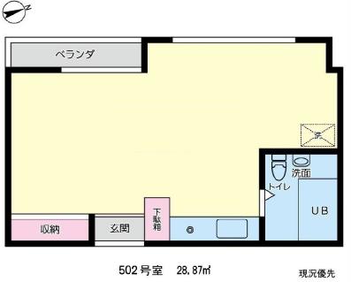 亀戸天ビル(ワンルーム/5階)の間取り写真