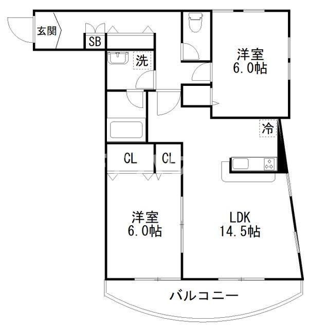 ラ・トゥール(2LDK/1階)の間取り写真