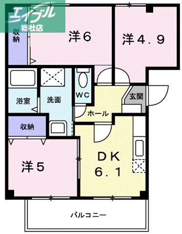ミノリハイツ(3DK/2階)の間取り写真