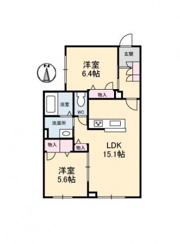 アランチアS(2LDK/1階)の間取り写真