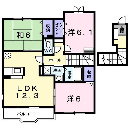 ベル・ソレイユD(3LDK/2階)の間取り写真