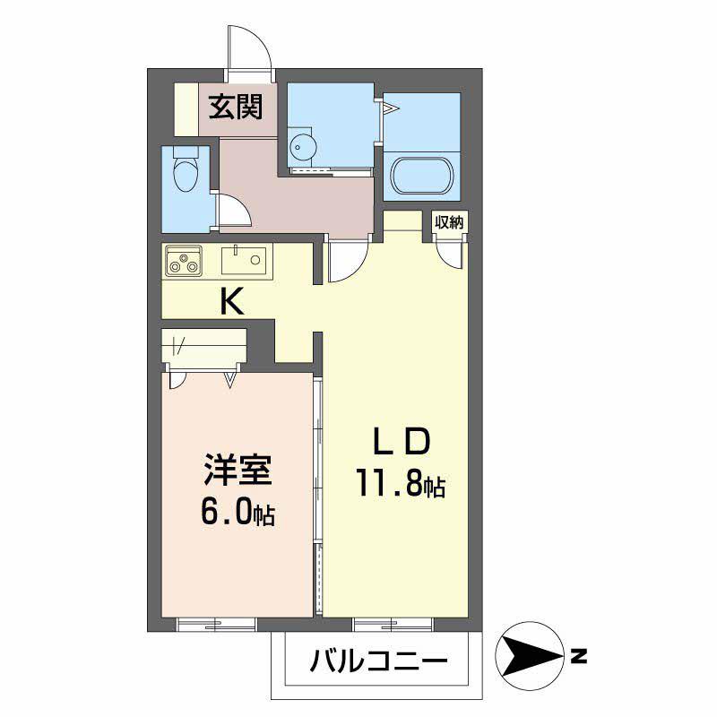 サウスTOWN蔵家(1LDK/2階)の間取り写真