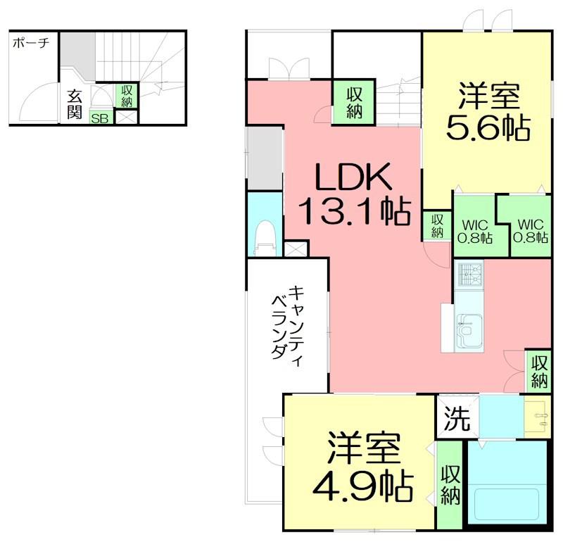 MAISON QUATTRO(2LDK/2階)の間取り写真