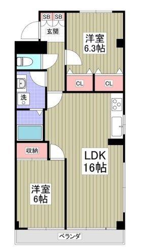 リブレス坂戸関間(2LDK/5階)の間取り写真