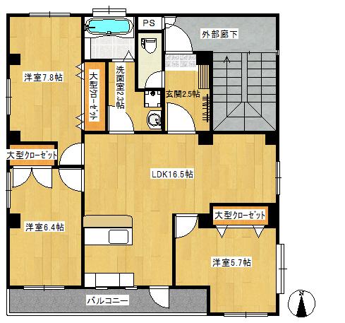 ブリオン関町ビル(3LDK/2階)の間取り写真