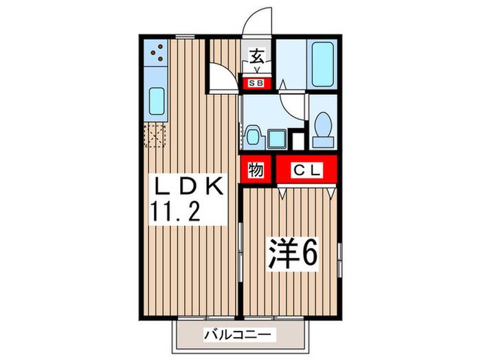 ロジュマン(1LDK/2階)の間取り写真