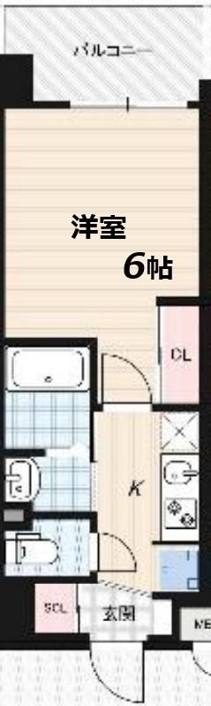 LUXE東三国ウエスト(1K/9階)の間取り写真