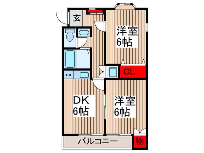 ライトハウス・加茂(2DK/1階)の間取り写真