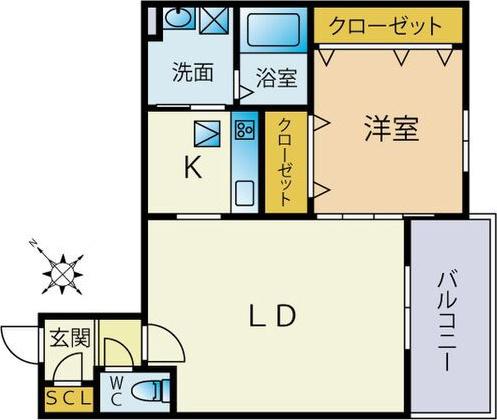 PORTE-BONHEURII(1LDK/1階)の間取り写真