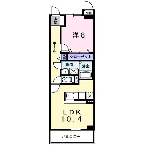 フローラムレーン(1LDK/2階)の間取り写真