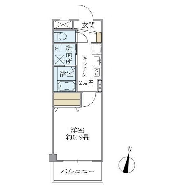 フジ・プライムコート(1K/2階)の間取り写真