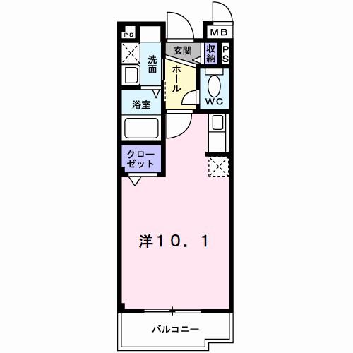 プログレNΑ(ワンルーム/3階)の間取り写真