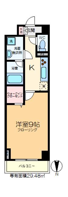 ＪＲ常磐線 亀有駅 徒歩5分 5階建 築10年(1K/5階)の間取り写真