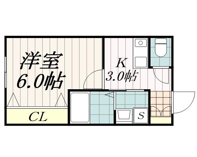 ノースパーク千葉(1K/2階)の間取り写真