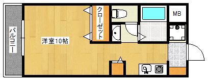 高須カーサベルデ(ワンルーム/3階)の間取り写真