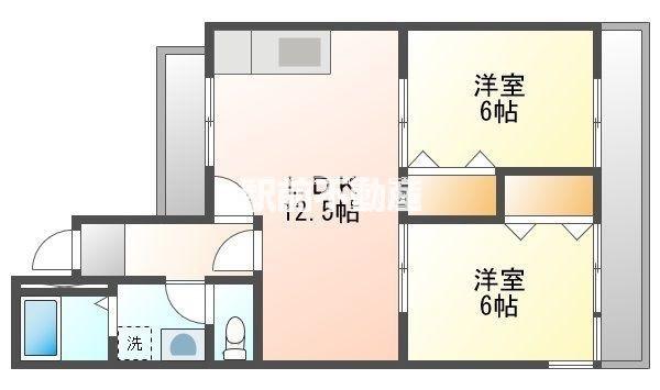 ハイツ藤(3DK/3階)の間取り写真
