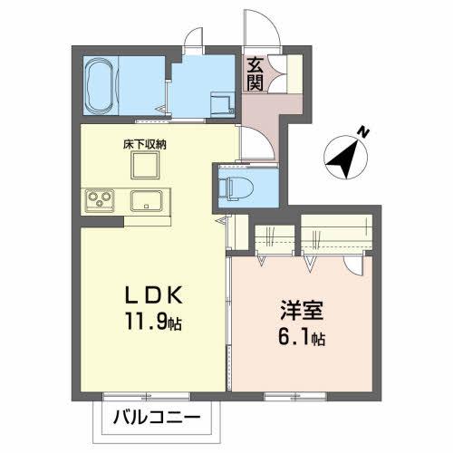 シャーメゾン・八幡・エンドーII(1LDK/1階)の間取り写真
