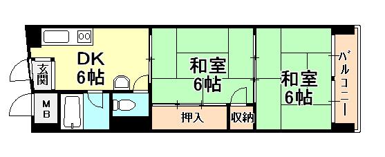 サムティ青木(2DK/4階)の間取り写真