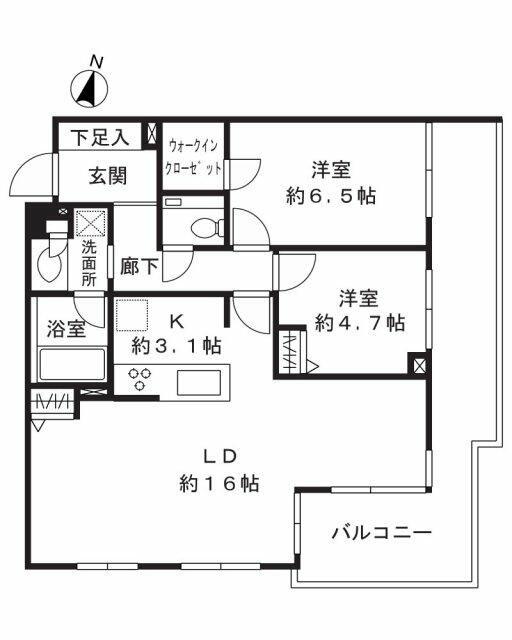 バースシティ溝の口コリンズ(2LDK/2階)の間取り写真