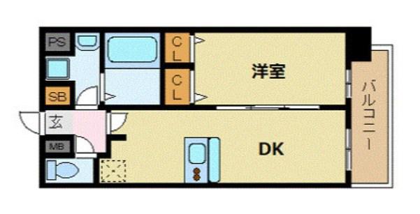 プレサンス新大阪クレスタ(1DK/12階)の間取り写真