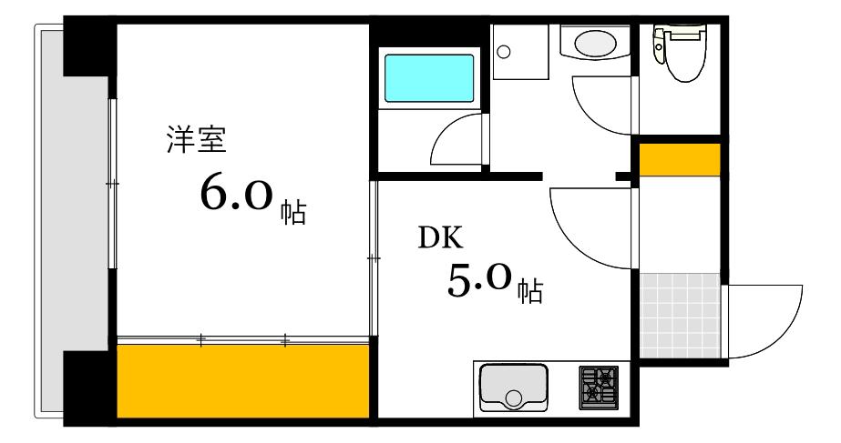 ピネードマンション(1DK/6階)の間取り写真