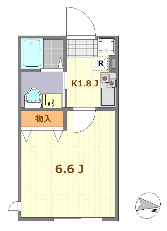 レッドブリックス(1K/1階)の間取り写真