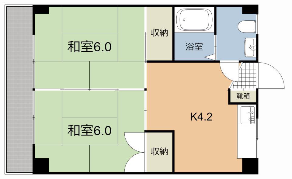 白百合荘(2K/2階)の間取り写真