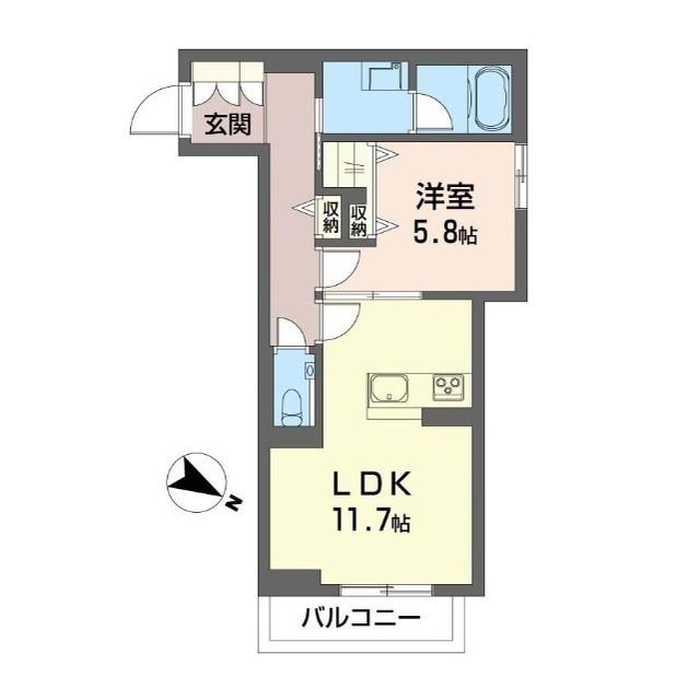 パークメゾン宮町 サウス(1LDK/2階)の間取り写真