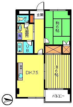 クレセントハイツ(2DK/7階)の間取り写真