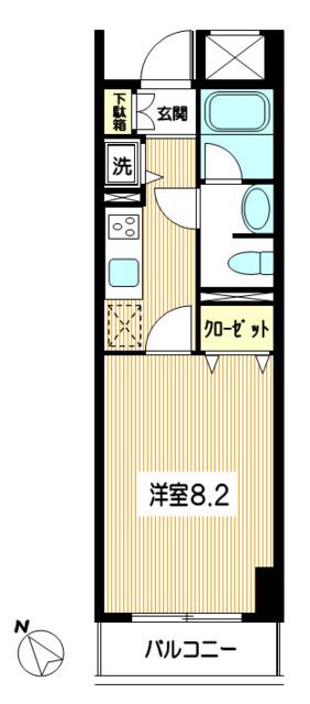 ウエストヴァレー(1K/2階)の間取り写真