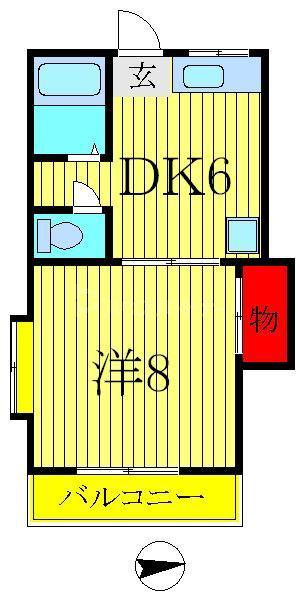 メゾン長妻1(1DK/2階)の間取り写真