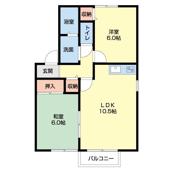 グレイス田の浦(2LDK/2階)の間取り写真