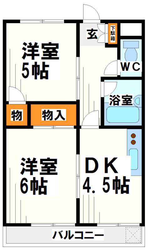 三高ハイツ(2DK/1階)の間取り写真