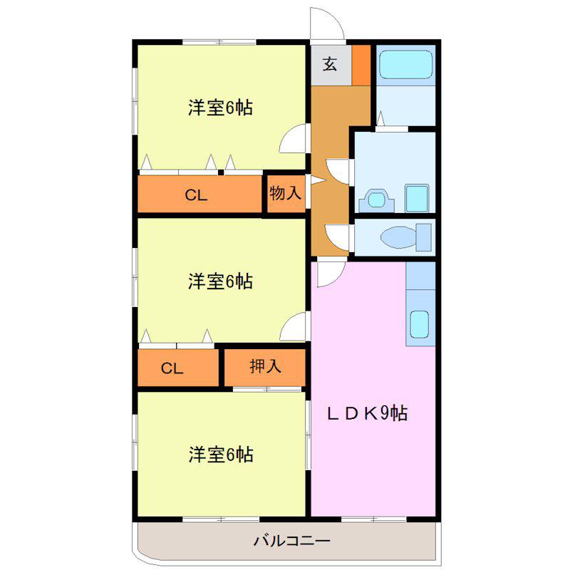 エスポワール南(3LDK/1階)の間取り写真
