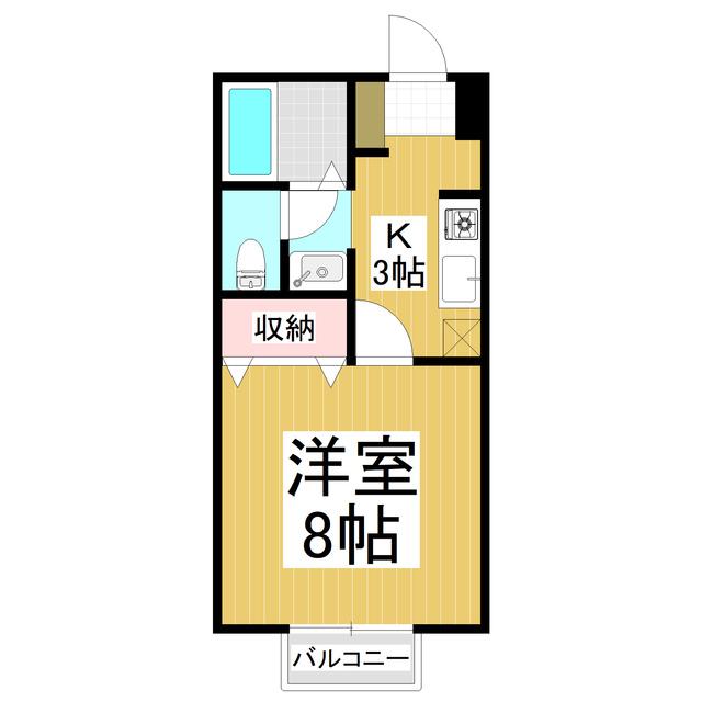 グッドウィル若里 B棟(1K/2階)の間取り写真