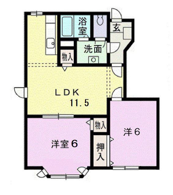 レフィナード・エムB(2LDK/1階)の間取り写真