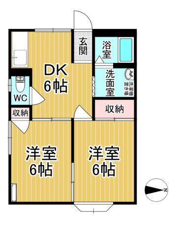 ルナコートIII(2DK/2階)の間取り写真