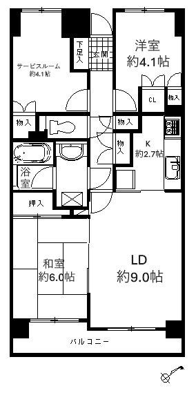 宮前平北パークホームズ(2SLDK/3階)の間取り写真