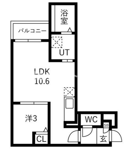 JACK MIYAHARAIII(1LDK/3階)の間取り写真