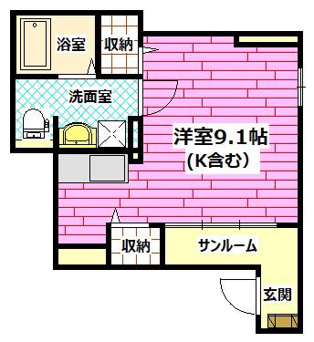 カーサ ソアーヴェ(ワンルーム/1階)の間取り写真