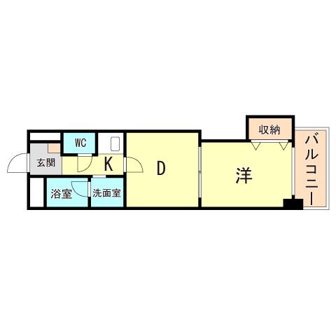 クレモナ山手(1DK/1階)の間取り写真